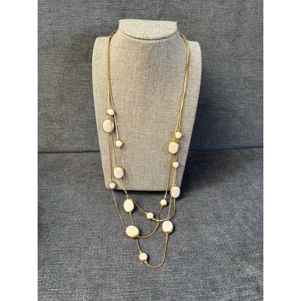 Vintage Avon 1995 Gold Tone Multi Strand Necklace Cream